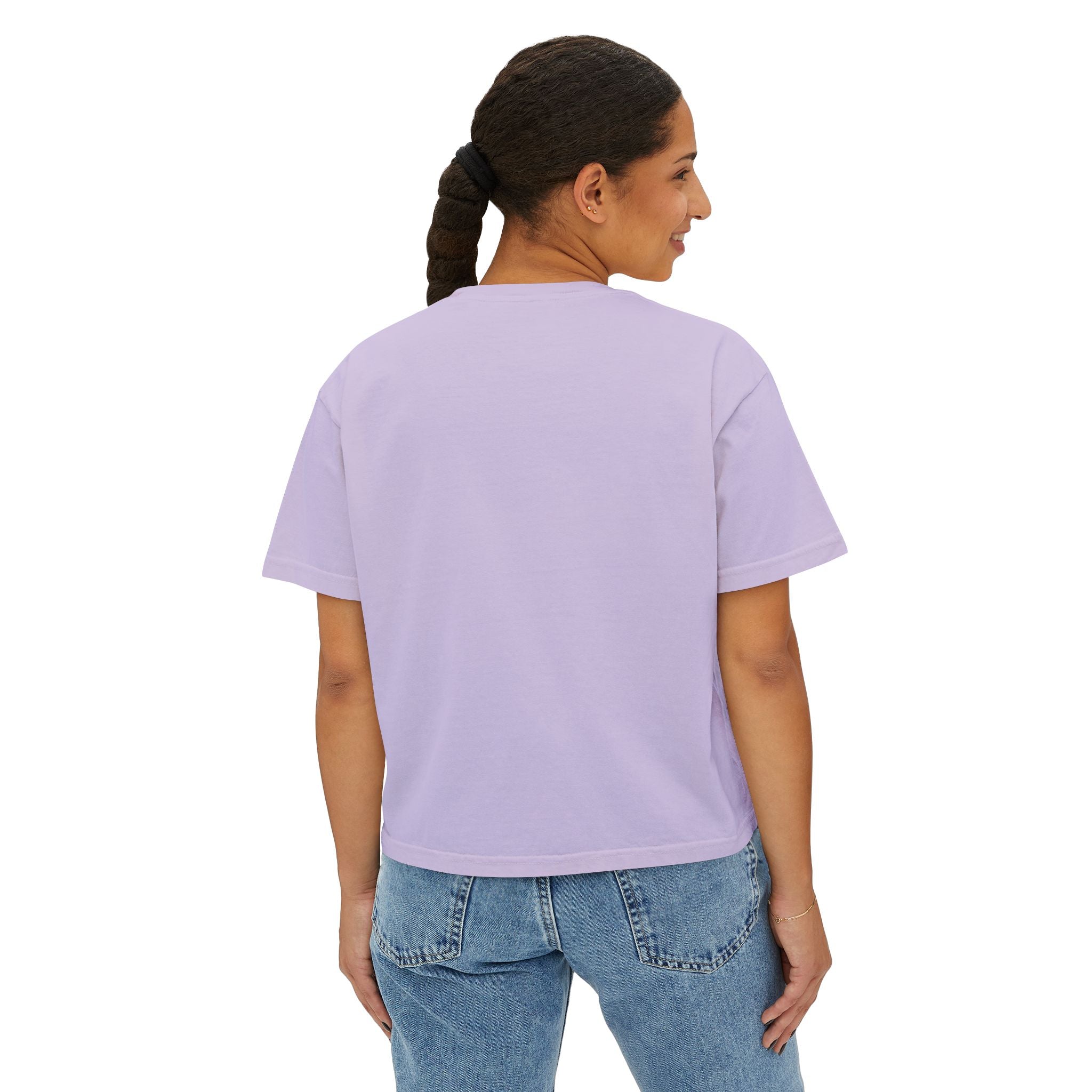 Easy Tiger Boxy Tee — Retro Striped Floral Tiger Graphic Women’s Shirt