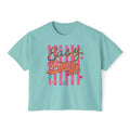 Easy Tiger Boxy Tee — Retro Striped Floral Tiger Graphic Women’s Shirt