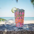 Easy Tiger 16oz Acrylic Tumbler with Straw — Colorful Retro Stripe Design