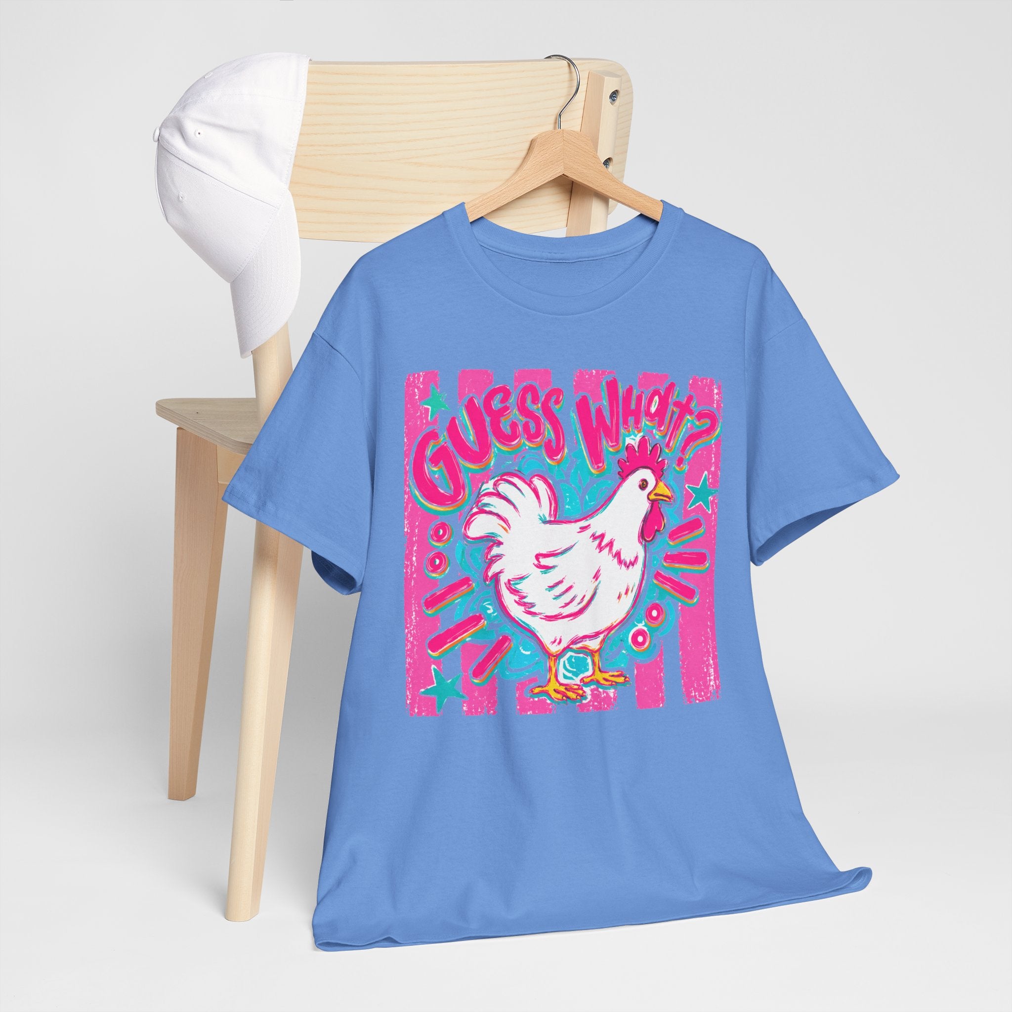Chicken Butt Graphic Tee — "Guess What? Chicken Butt" Funny Retro Pink Shirt