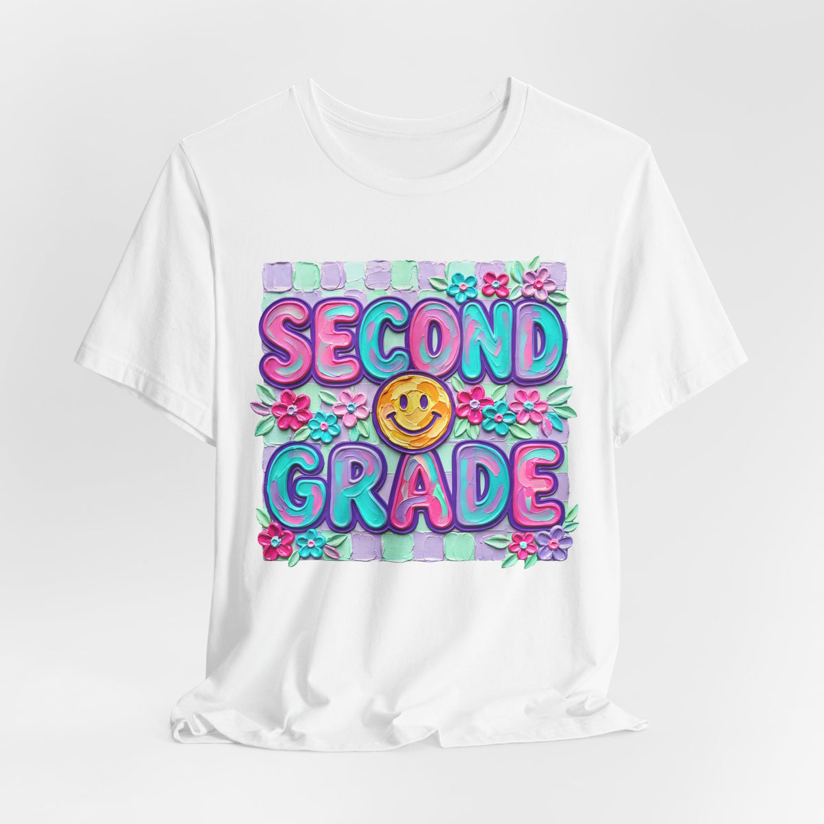 Second Grade Smiley Tee — Colorful Back-to-School Shirt for Kids