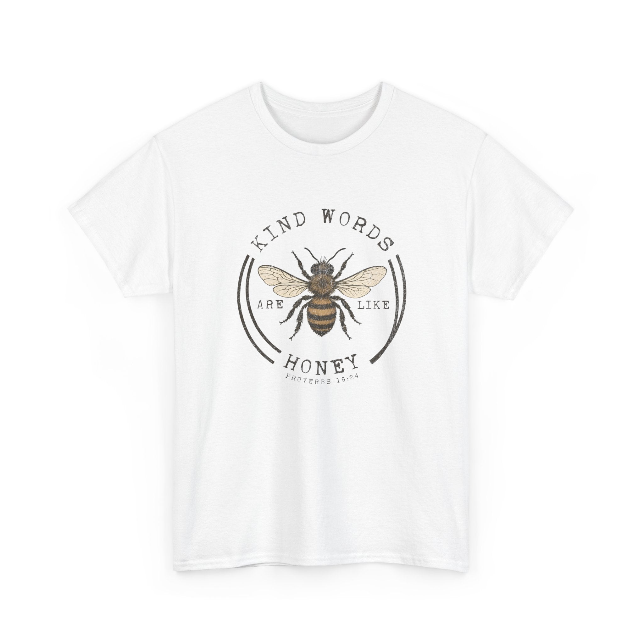 Bee Graphic Tee — "Kind Words Are Like Honey" Vintage Botanical Shirt