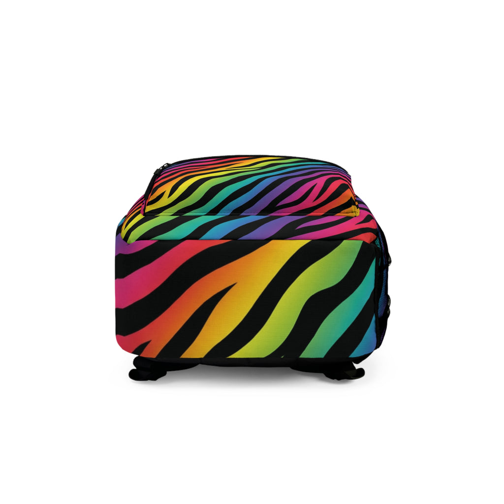 Personalized Rainbow Zebra Backpack — Custom Name School Bag