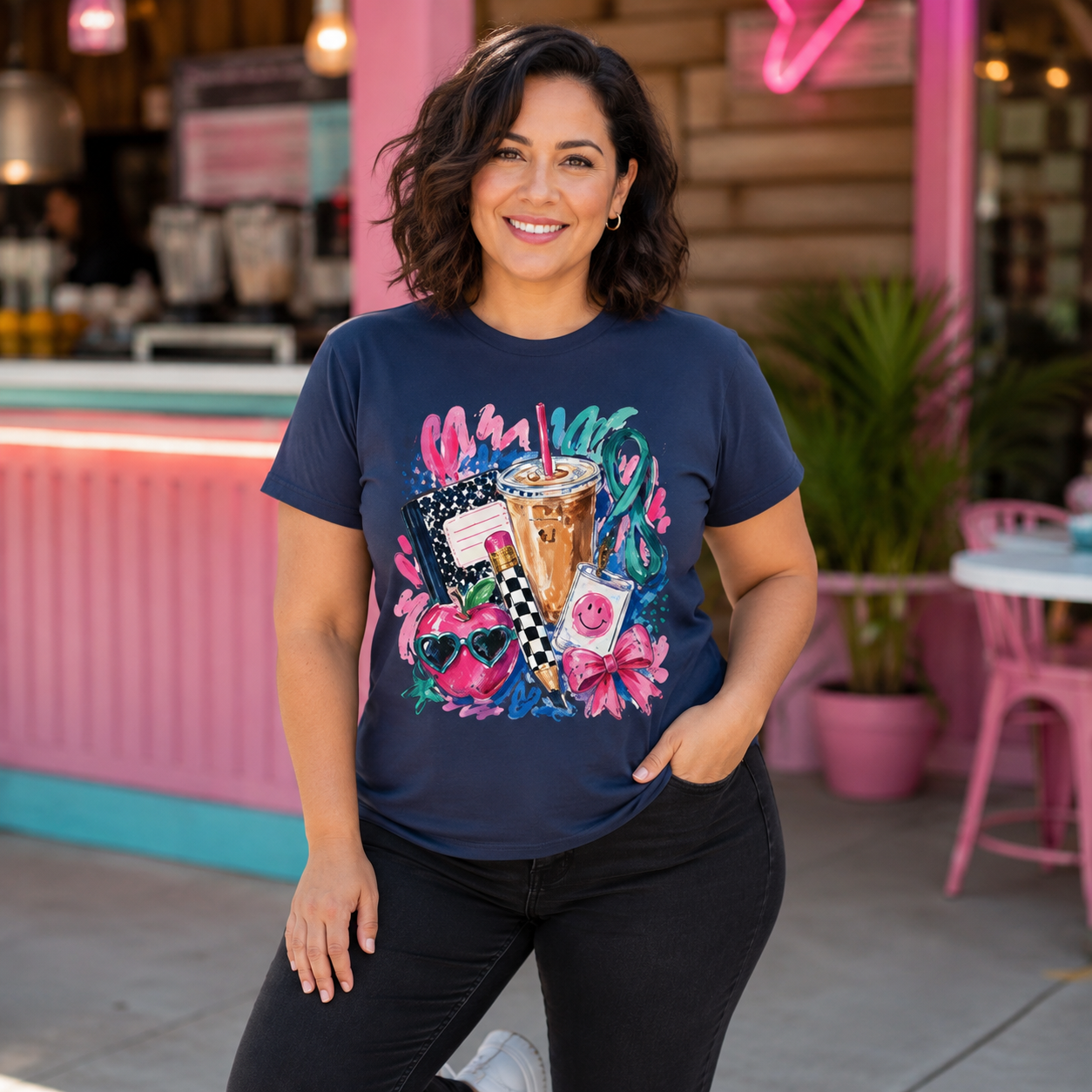 Retro Doodle Tee — Cute 90s Snack & Accessories Graphic T-Shirt