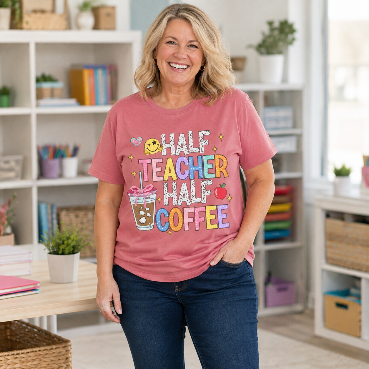 Half Teacher Half Coffee T-Shirt