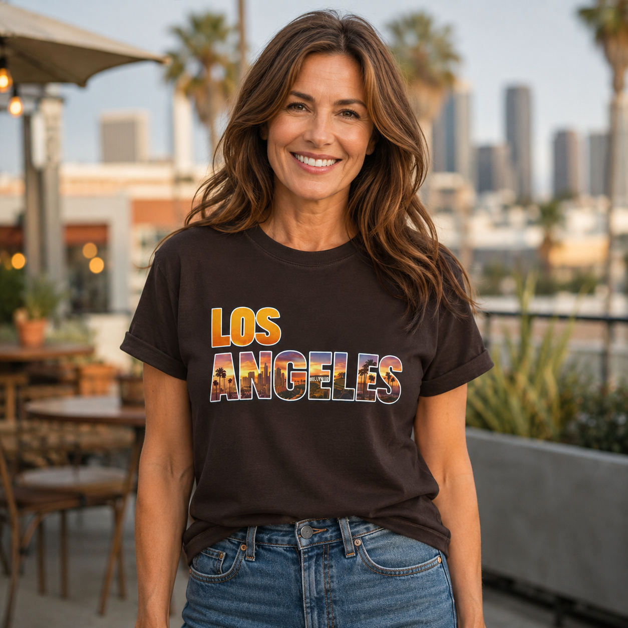 Los Angeles Sunset Tee — Vintage City Skyline Graphic T-Shirt