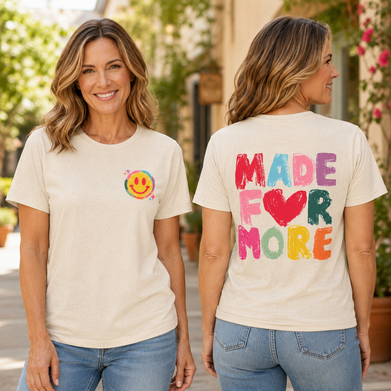 Smiley Face Pocket Tee — Retro Rainbow Happy Emoji T-Shirt