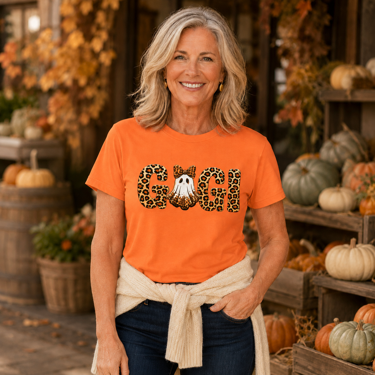 Halloween Ghost "Gigi" Leopard Graphic T-Shirt — Cute Spooky Tee