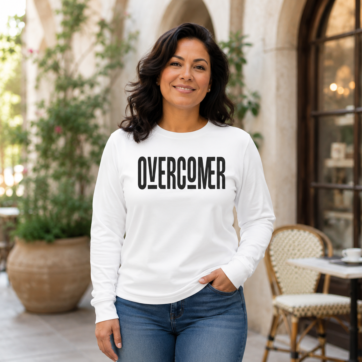 Overcomer Long Sleeve Shirt — Inspirational Graphic Tee
