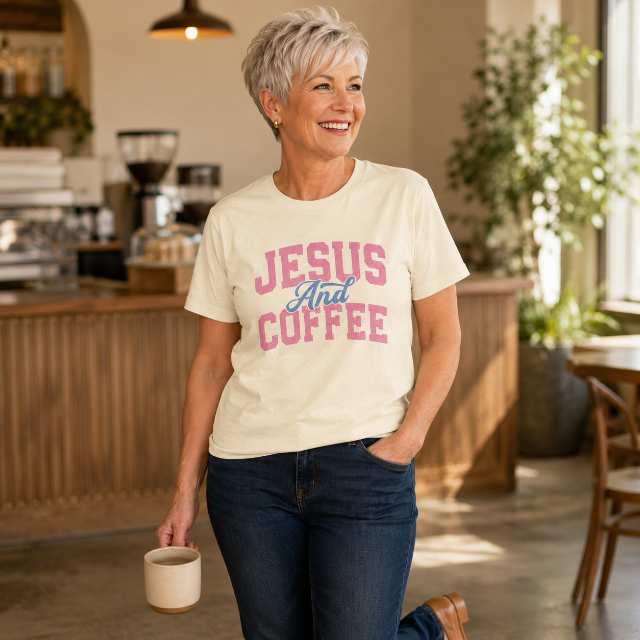 Jesus And Coffee T-Shirt — Christian Graphic Tee for Coffee Lovers