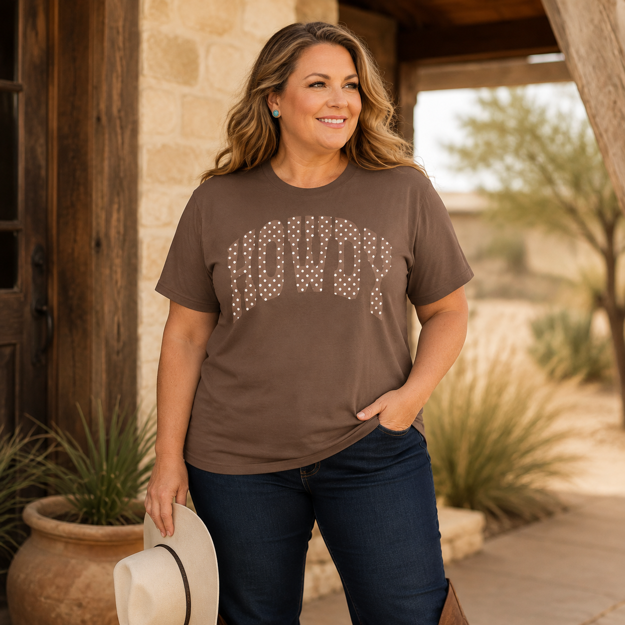 Howdy Polka Dot Graphic T-Shirt — Western Retro Tee