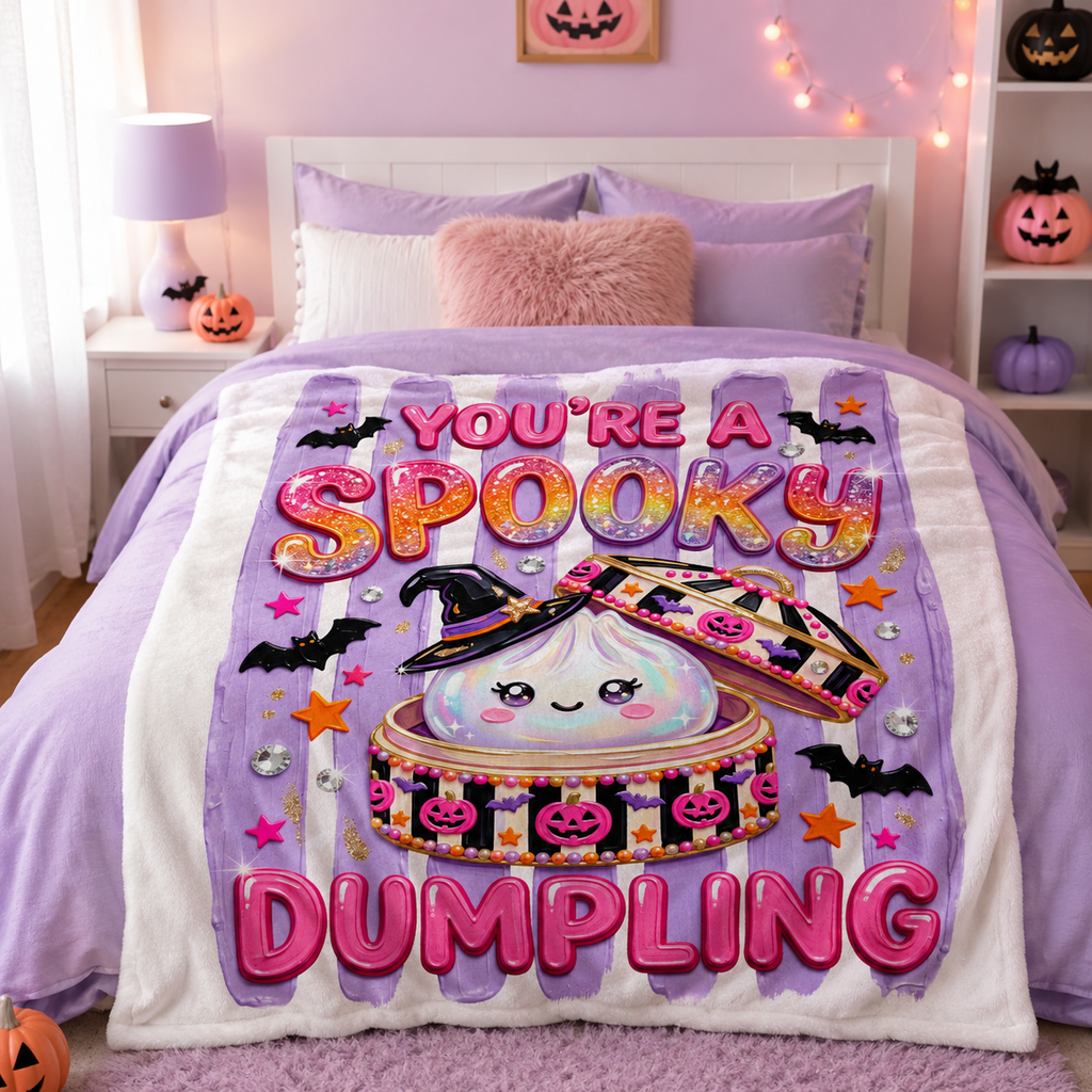 Halloween 'You're a Spooky Dumpling' Velveteen Plush Blanket