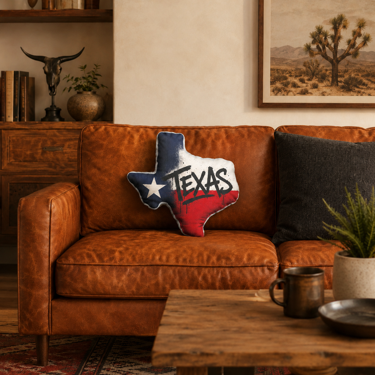 Texas Flag Shaped Pillow — State Pride Decorative Throw Pillow