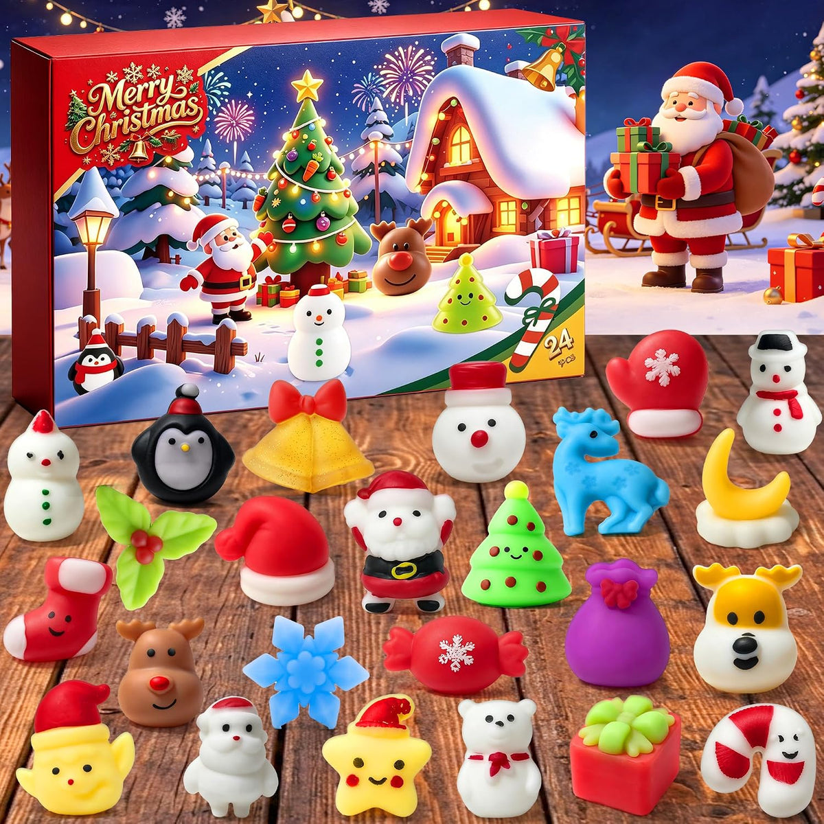Christmas Squishy Advent Calendar 2026, Mochi Fidget Toys for Kids