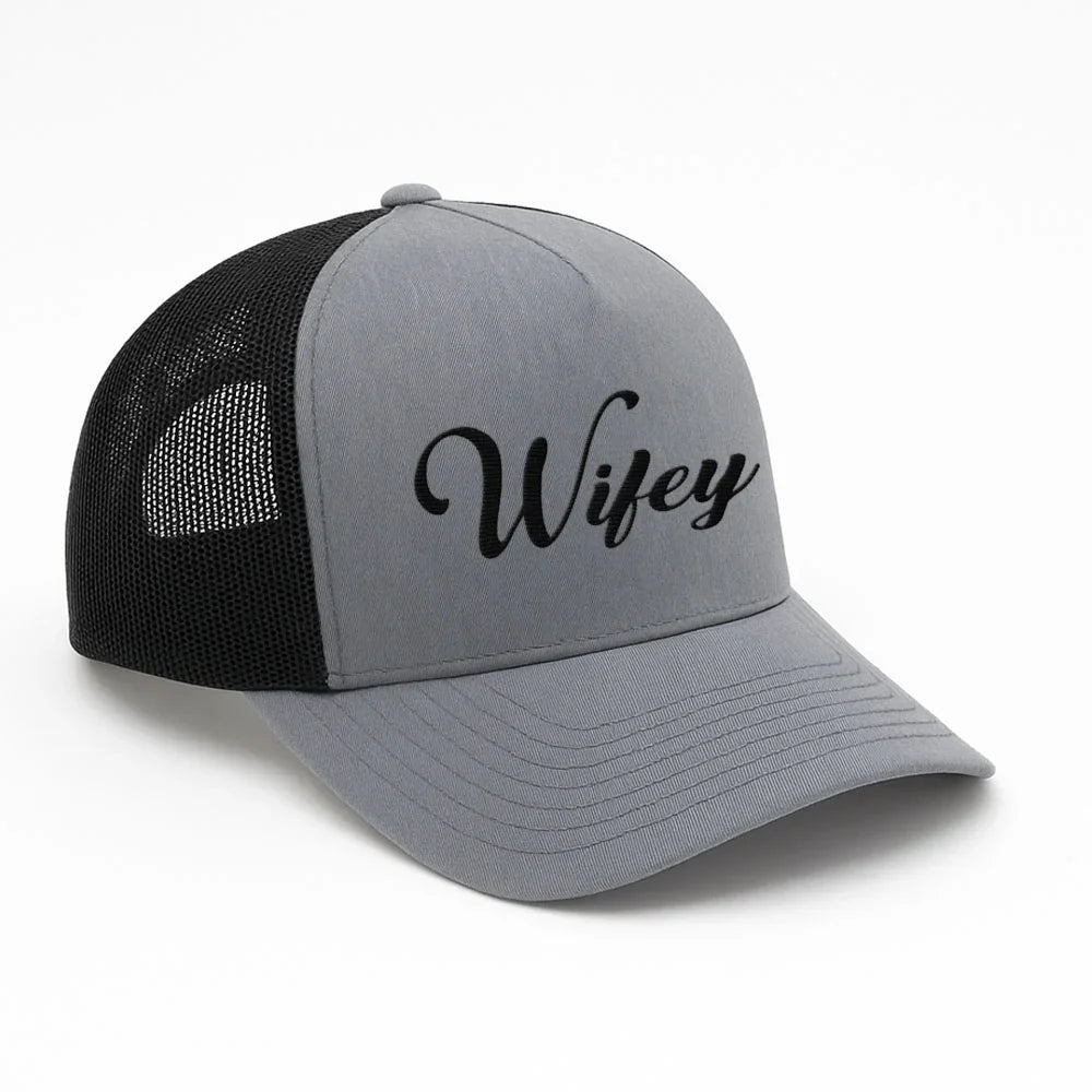 Embroidered Wifey Trucker Hat – Classic Mesh Cap for Wedding or Anniversary
